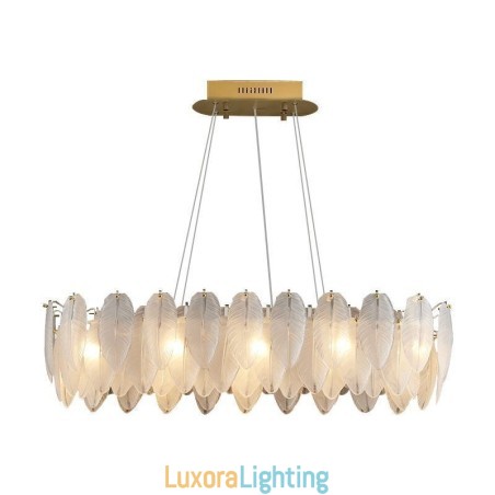 Designer Touch Decorative Artistic Glass Chandelier Feather Round Pendant Lighting