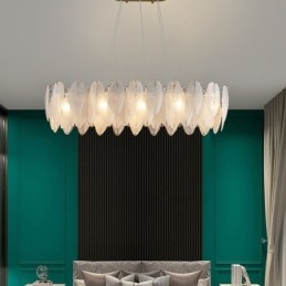 Designer Touch Decorative Artistic Glass Chandelier Feather Round Pendant Lighting