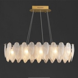 Designer Touch Decorative Artistic Glass Chandelier Feather Round Pendant Lighting
