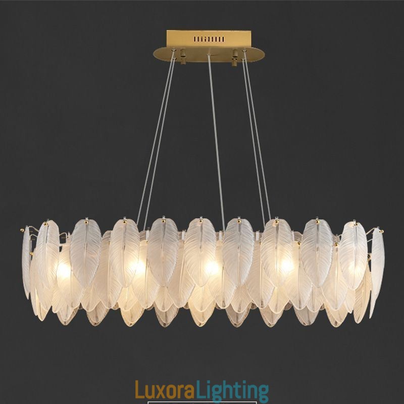 Designer Touch Decorative Artistic Glass Chandelier Feather Round Pendant Lighting