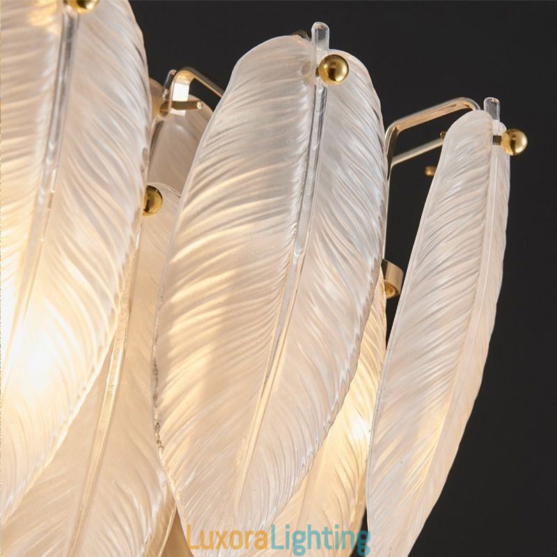 Designer Touch Decorative Artistic Glass Chandelier Feather Round Pendant Lighting
