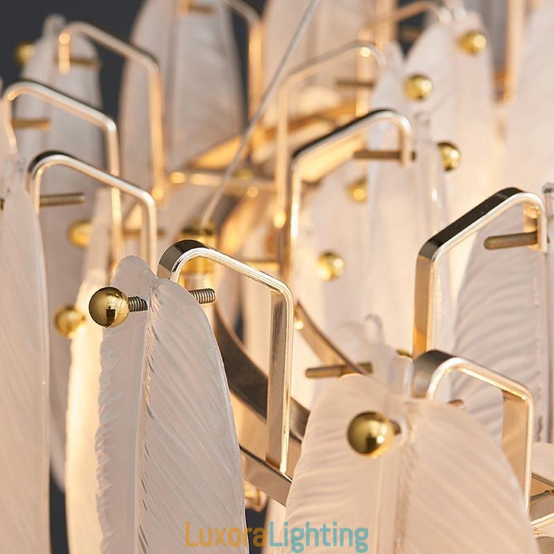 Designer Touch Decorative Artistic Glass Chandelier Feather Round Pendant Lighting
