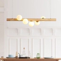 Designer Touch Decorative Magic Bean Pendant Light Wood Strip Hanging Lamp