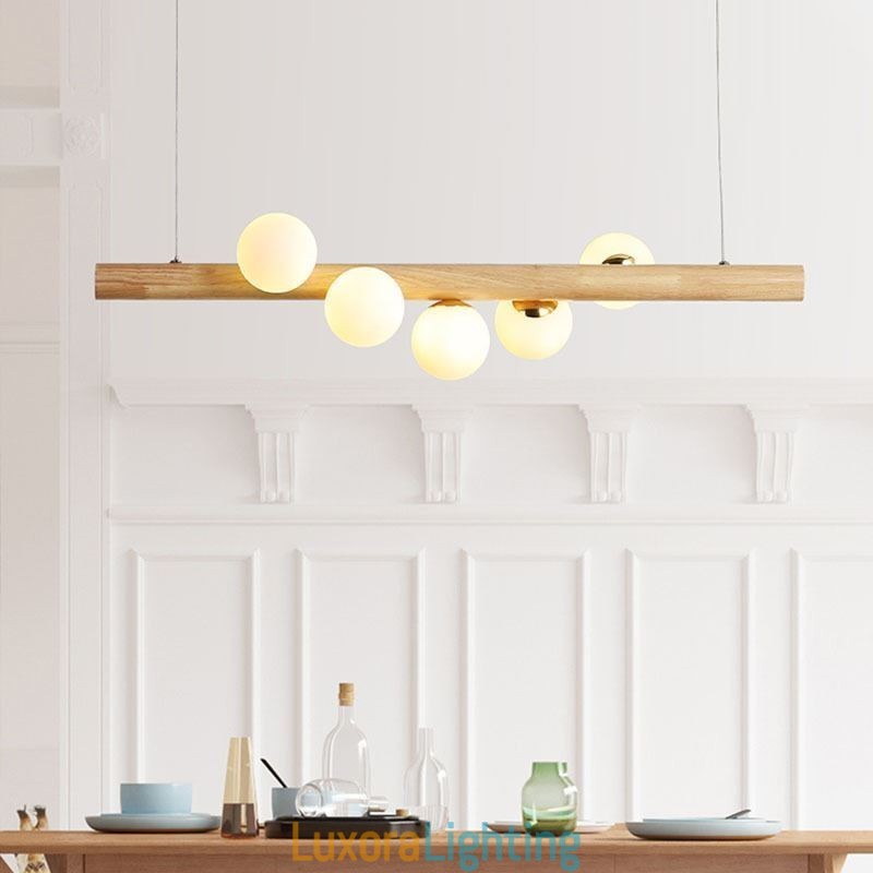 Designer Touch Decorative Magic Bean Pendant Light Wood Strip Hanging Lamp