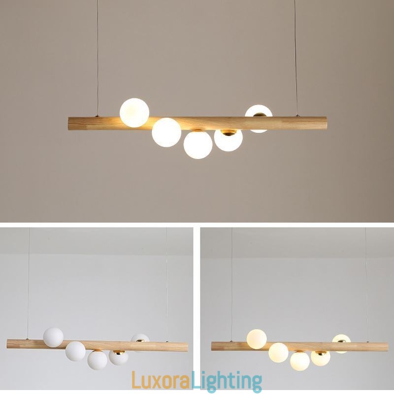Designer Touch Decorative Magic Bean Pendant Light Wood Strip Hanging Lamp