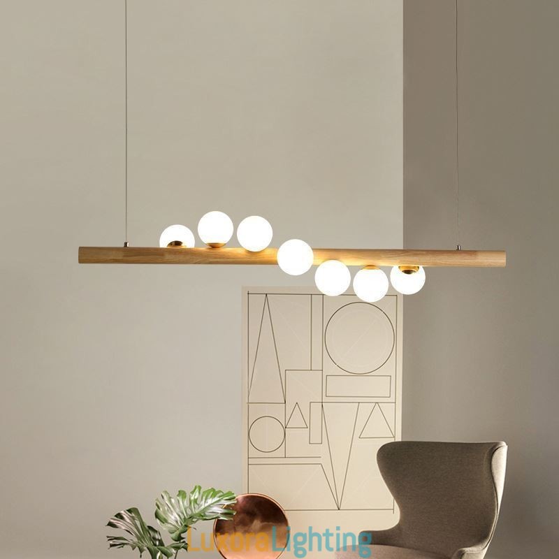 Designer Touch Decorative Magic Bean Pendant Light Wood Strip Hanging Lamp