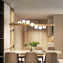 Designer Touch Decorative Magic Bean Pendant Light Wood Strip Hanging Lamp