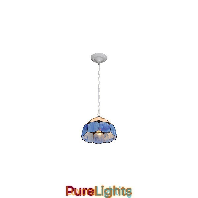 Designer Touch Decorative Chandelier Mini Style Country Garage white + blue Glass lights
