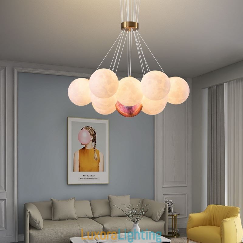 Designer Touch Decorative Moon Bubble Chandelier Modern 3D Print Balls Pendant Lamp