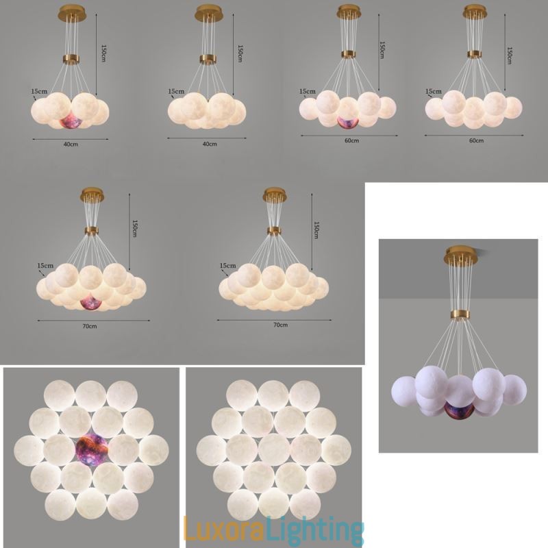 Designer Touch Decorative Moon Bubble Chandelier Modern 3D Print Balls Pendant Lamp