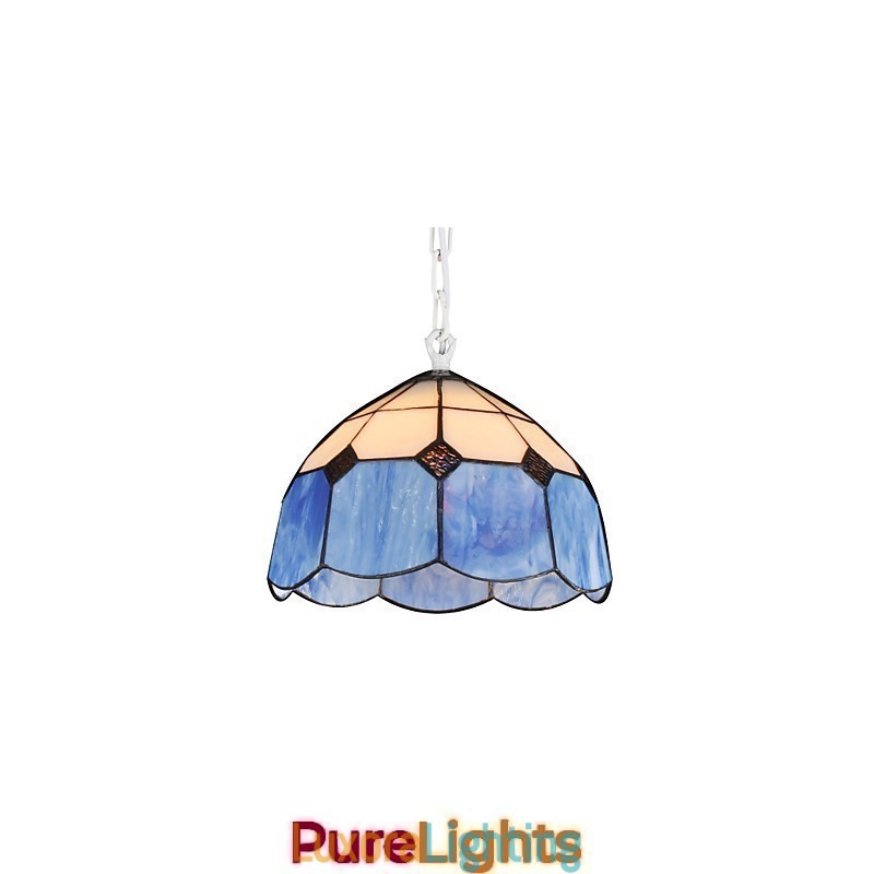 Designer Touch Decorative Chandelier Mini Style Country Garage white + blue Glass lights