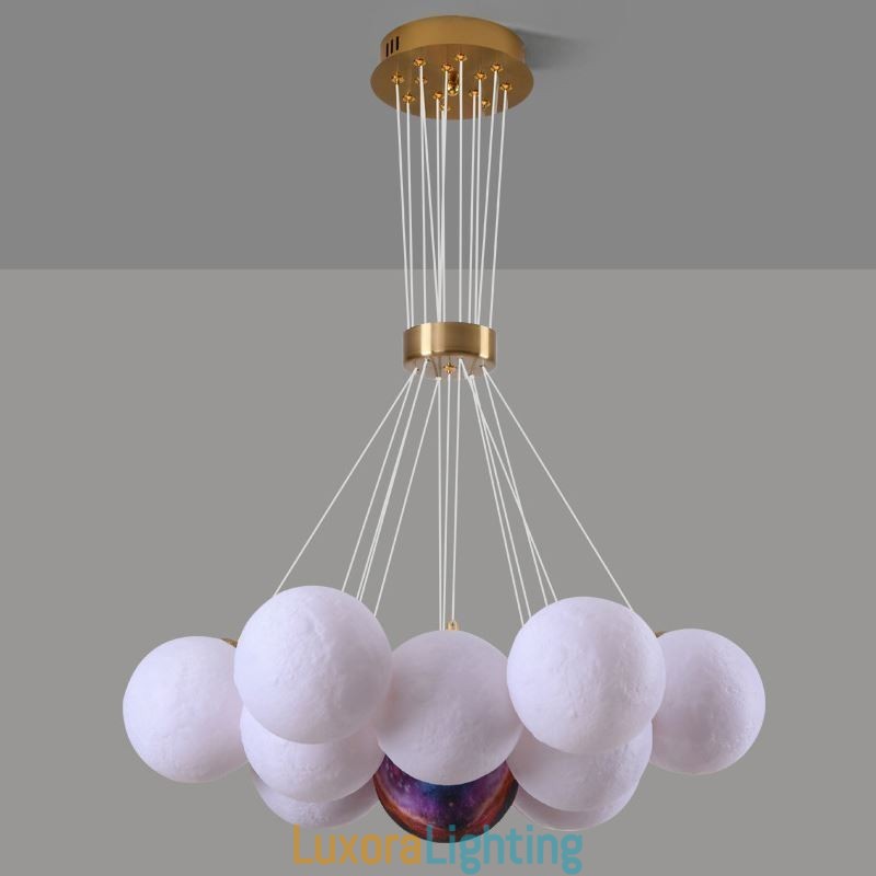 Designer Touch Decorative Moon Bubble Chandelier Modern 3D Print Balls Pendant Lamp