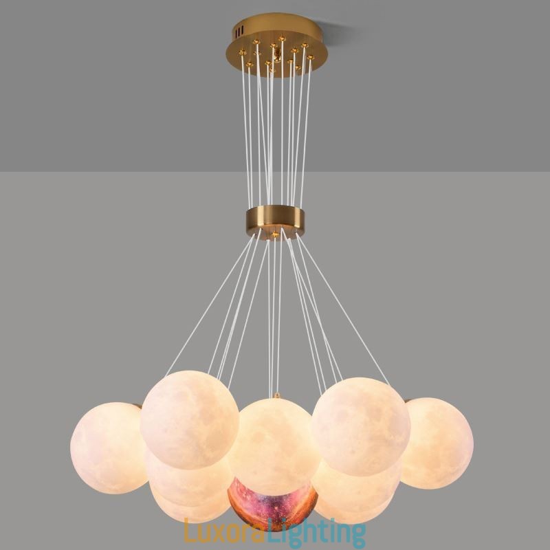 Designer Touch Decorative Moon Bubble Chandelier Modern 3D Print Balls Pendant Lamp