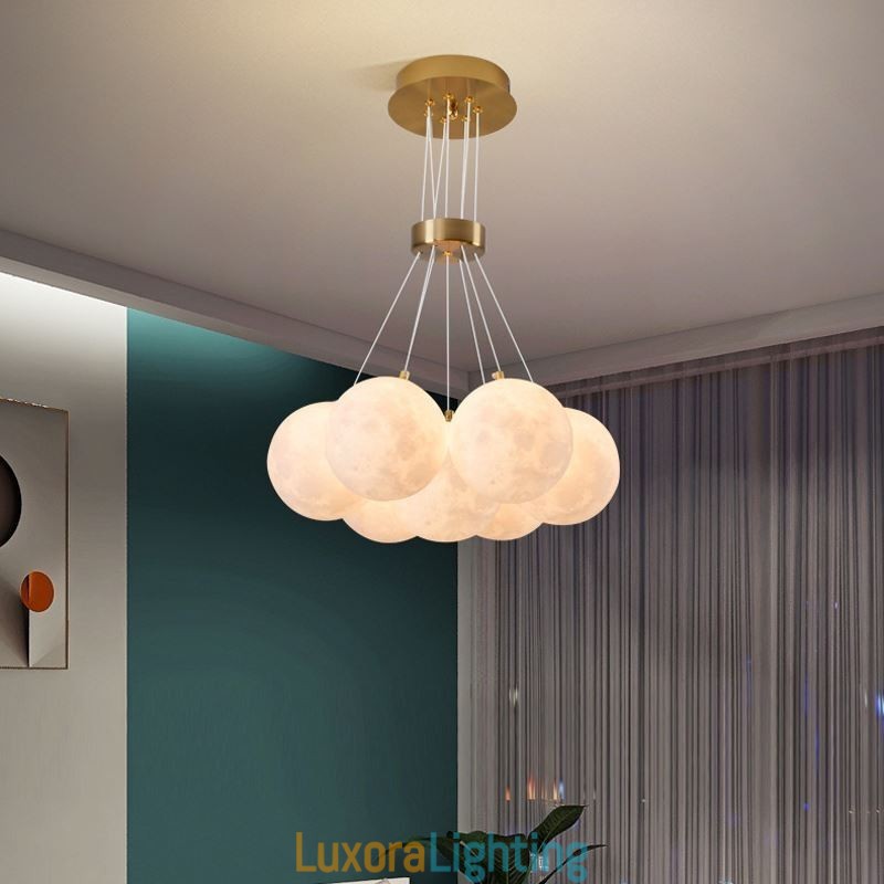 Designer Touch Decorative Moon Bubble Chandelier Modern 3D Print Balls Pendant Lamp