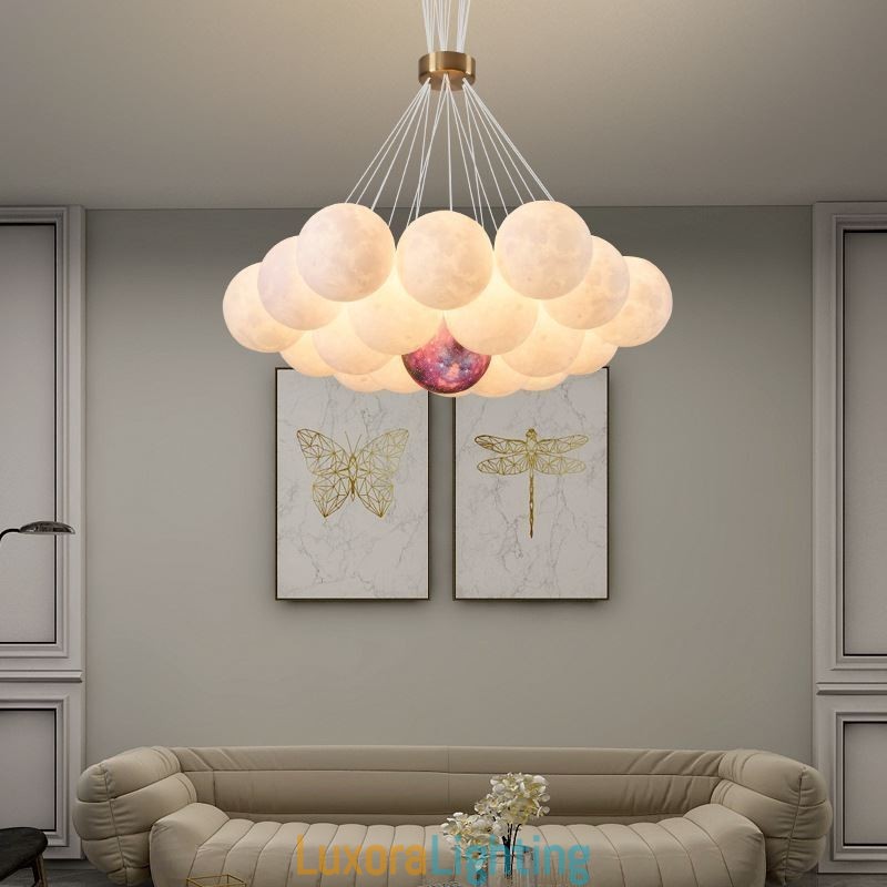 Designer Touch Decorative Moon Bubble Chandelier Modern 3D Print Balls Pendant Lamp