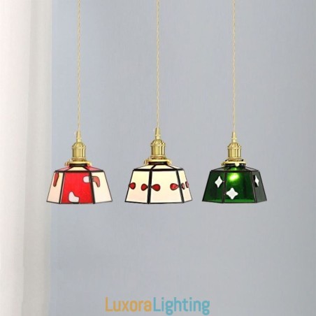 Designer Touch Decorative Colorful Glass Pendant Light Japanese Style Retro Bedside Hanging Light