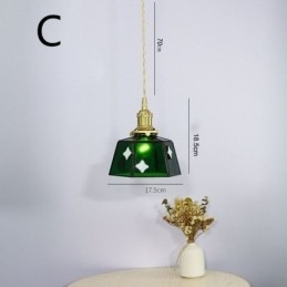 Designer Touch Decorative Colorful Glass Pendant Light Japanese Style Retro Bedside Hanging Light