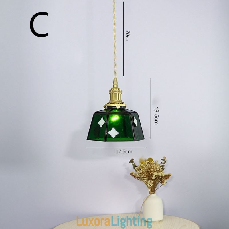 Designer Touch Decorative Colorful Glass Pendant Light Japanese Style Retro Bedside Hanging Light