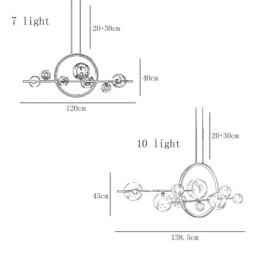 Designer Touch Decorative Modern Metal Chandelier Clear Glass Bubbles Pendant Lampss