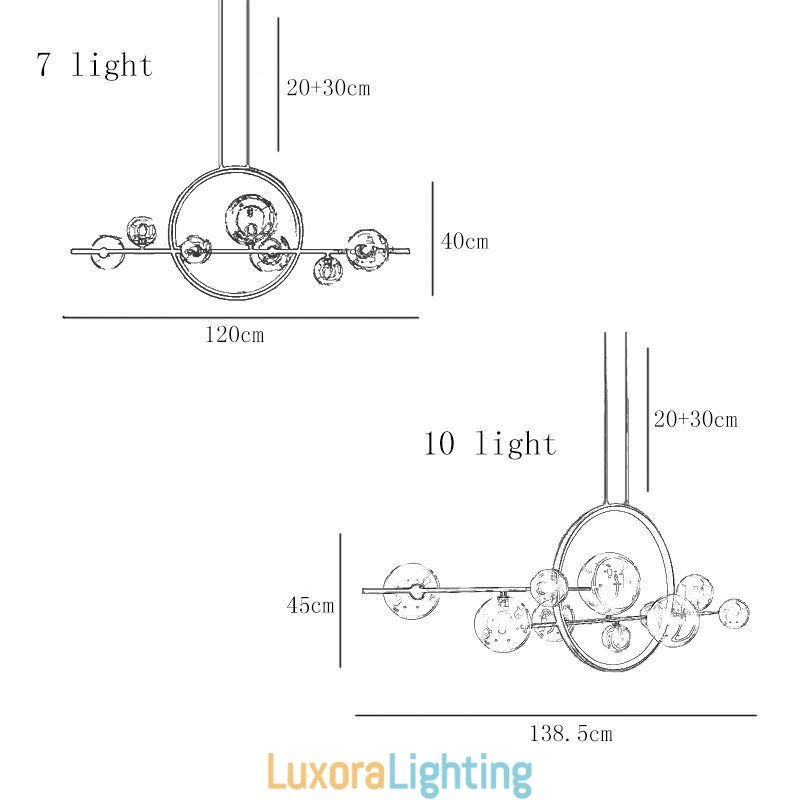 Designer Touch Decorative Modern Metal Chandelier Clear Glass Bubbles Pendant Lampss