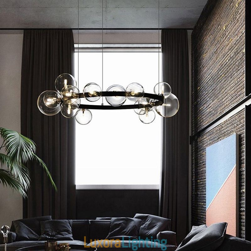 Designer Touch Decorative Modern Creative Metal Chandelier Transparent Glass Bubble Lamp