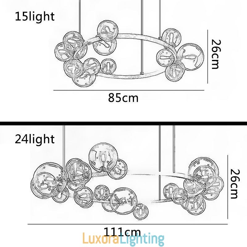 Designer Touch Decorative Modern Creative Metal Chandelier Transparent Glass Bubble Lamp