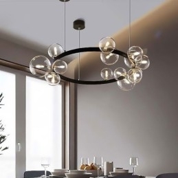Designer Touch Decorative Modern Creative Metal Chandelier Transparent Glass Bubble Lamp