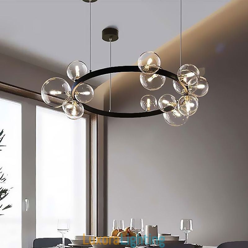 Designer Touch Decorative Modern Creative Metal Chandelier Transparent Glass Bubble Lamp