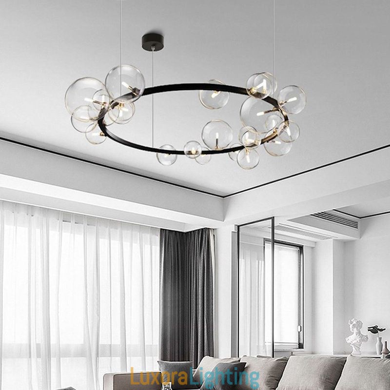 Designer Touch Decorative Modern Creative Metal Chandelier Transparent Glass Bubble Lamp