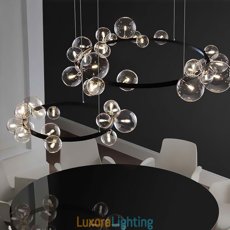 Designer Touch Decorative Modern Creative Metal Chandelier Transparent Glass Bubble Lamp