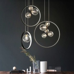 Designer Touch Decorative Nordic Pendant Light Glass Bubbles Circle Chandelier Modern Parlor Lamp