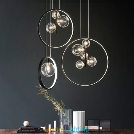 Designer Touch Decorative Nordic Pendant Light Glass Bubbles Circle Chandelier Modern Parlor Lamp