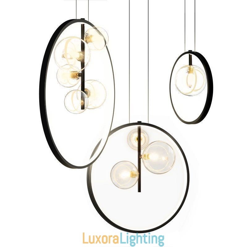 Designer Touch Decorative Nordic Pendant Light Glass Bubbles Circle Chandelier Modern Parlor Lamp