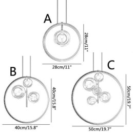 Designer Touch Decorative Nordic Pendant Light Glass Bubbles Circle Chandelier Modern Parlor Lamp