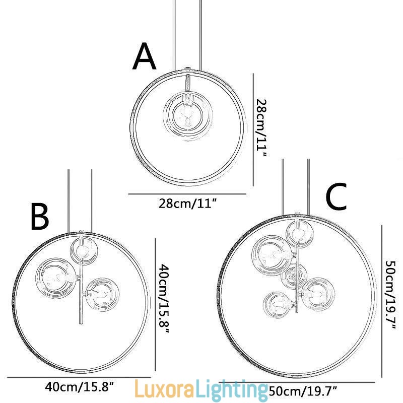 Designer Touch Decorative Nordic Pendant Light Glass Bubbles Circle Chandelier Modern Parlor Lamp