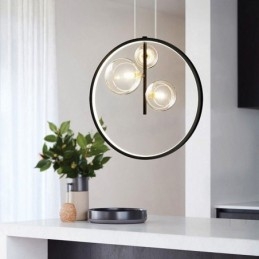 Designer Touch Decorative Nordic Pendant Light Glass Bubbles Circle Chandelier Modern Parlor Lamp