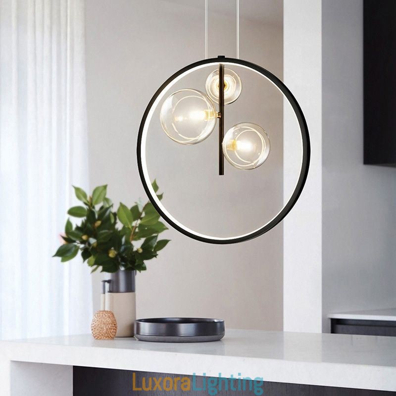 Designer Touch Decorative Nordic Pendant Light Glass Bubbles Circle Chandelier Modern Parlor Lamp
