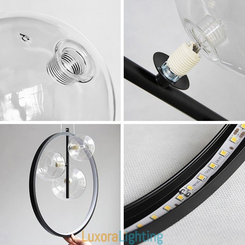 Designer Touch Decorative Nordic Pendant Light Glass Bubbles Circle Chandelier Modern Parlor Lamp