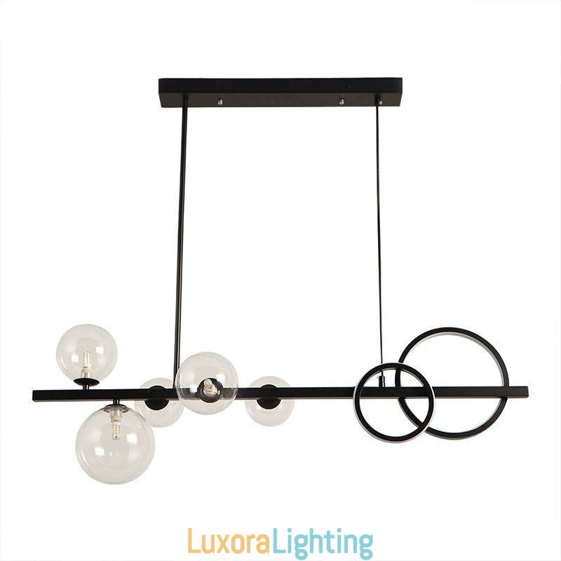 Designer Touch Decorative Modern Glass Bubble Pendant Light Black Long Bracket Lamps