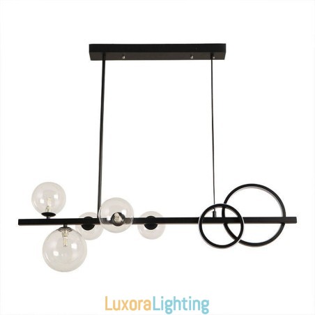 Designer Touch Decorative Modern Glass Bubble Pendant Light Black Long Bracket Lamps