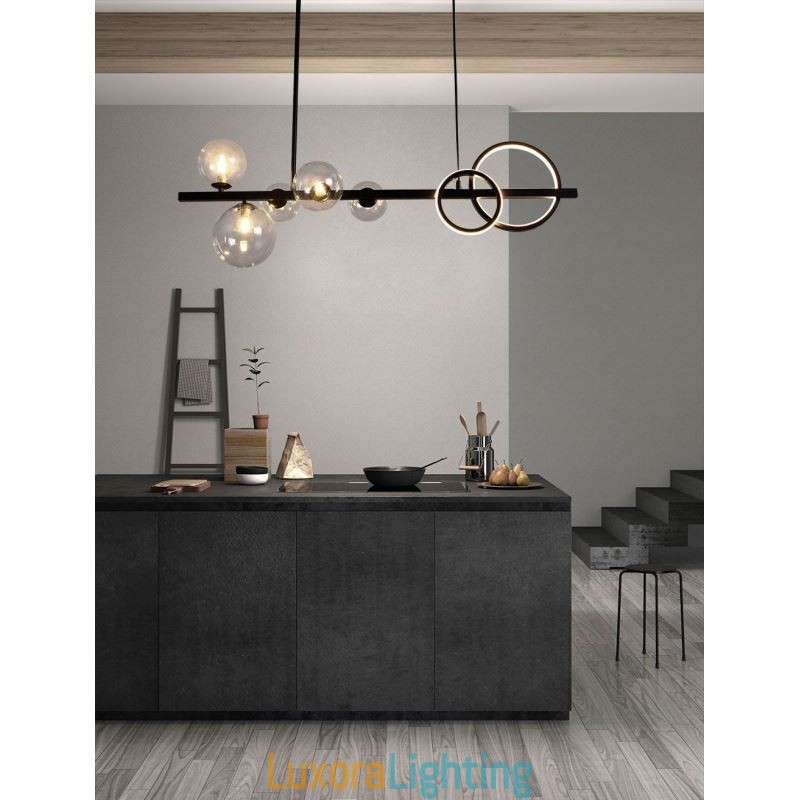 Designer Touch Decorative Modern Glass Bubble Pendant Light Black Long Bracket Lamps