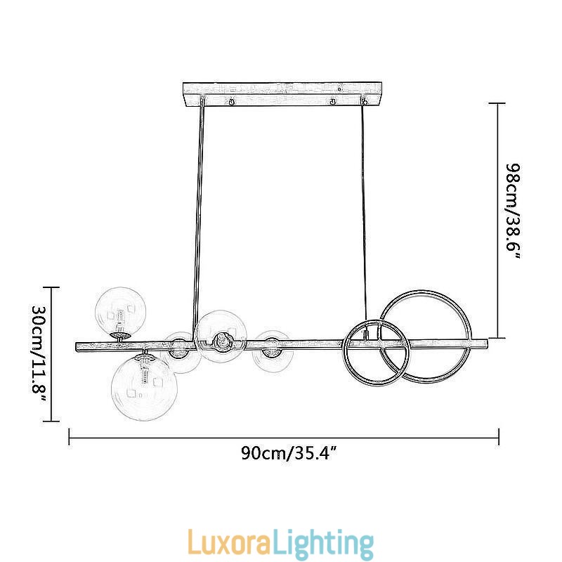 Designer Touch Decorative Modern Glass Bubble Pendant Light Black Long Bracket Lamps