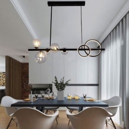 Designer Touch Decorative Modern Glass Bubble Pendant Light Black Long Bracket Lamps
