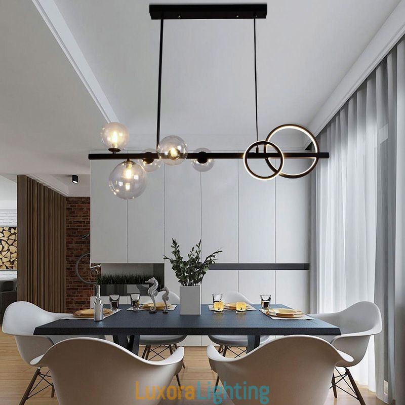 Designer Touch Decorative Modern Glass Bubble Pendant Light Black Long Bracket Lamps