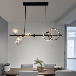 Designer Touch Decorative Modern Glass Bubble Pendant Light Black Long Bracket Lamps