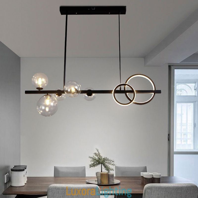 Designer Touch Decorative Modern Glass Bubble Pendant Light Black Long Bracket Lamps