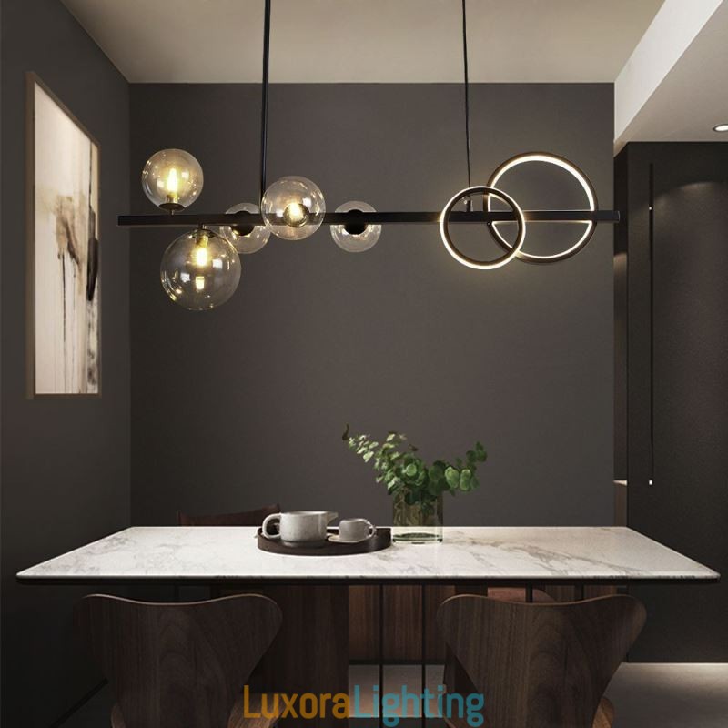 Designer Touch Decorative Modern Glass Bubble Pendant Light Black Long Bracket Lamps