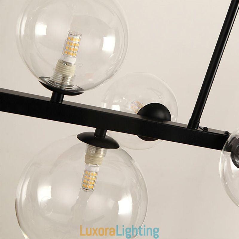 Designer Touch Decorative Modern Glass Bubble Pendant Light Black Long Bracket Lamps