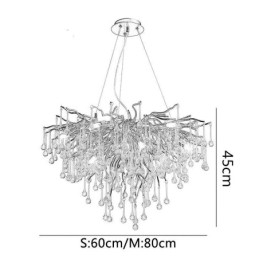 Designer Touch Decorative Nordic Crystal Chandelier Flower Round Shade Luxury Gold Pendant Light