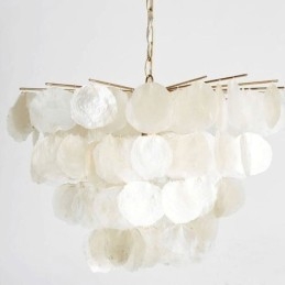 Designer Touch Decorative Natural Shell Chandelier Round Layered Hanging Light Dining